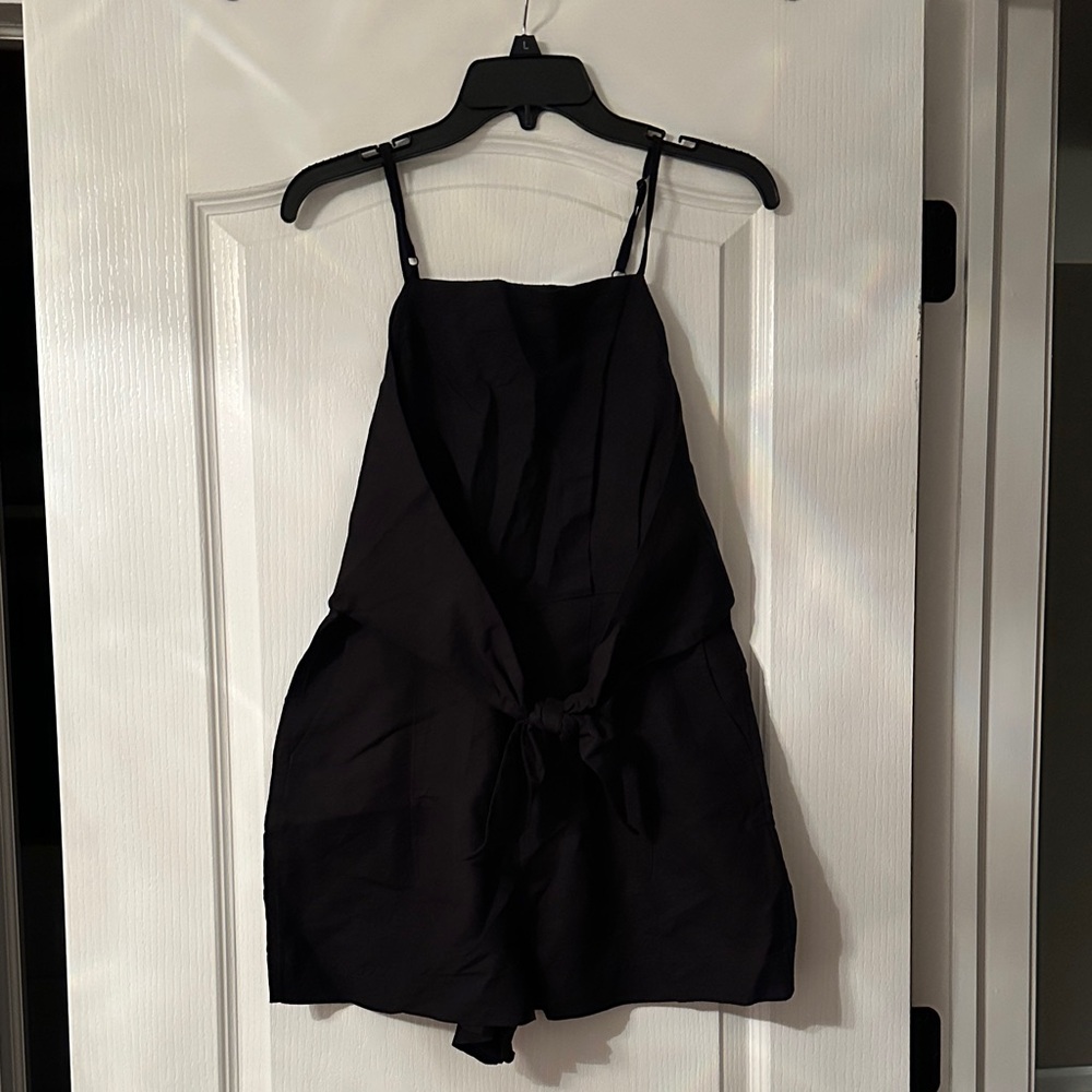 Madewell Black Tie-Front One-Piece Romper